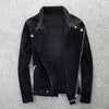 ABOORUN Biker Denim Jacket Men Multi Zipper Belt Jeans Jacket Punk Slim fit Streetwear Outwear Male R2457