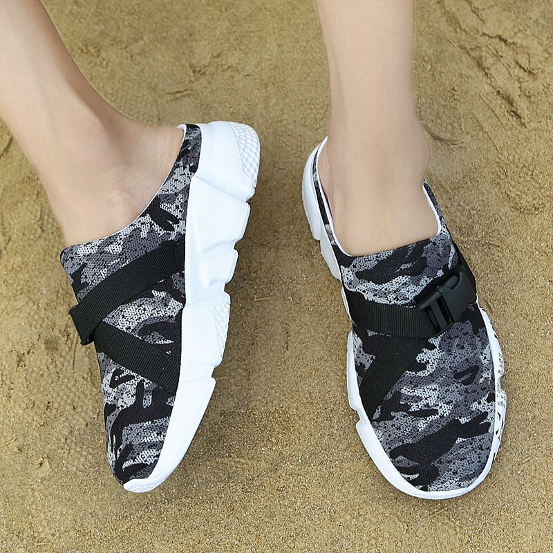 Fashion Sneakers Without Laces Man Handmade Beach Men's Summer Shoes Big Size Mesh Sneakers Light Shoes 2021 Outdoor Flats A-032