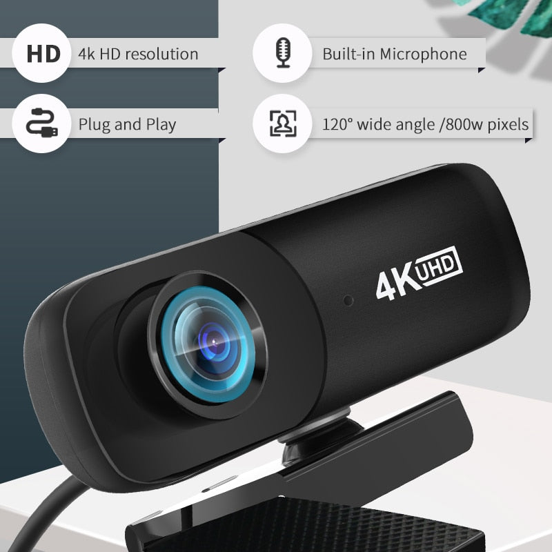 TISHRIC C160 HD Webcam With Microphone Web Camera For Computer 4K Usb Webcam Full HD 800W Pixels PC Camara Web Cam Webcam PC