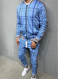 2022 New gyms Men's Sets 2 Pieces Sets Tracksuit Men's Jackets+Pants suit Sportwear Gentlemen Plaid Mens Sports Suit men Clothes