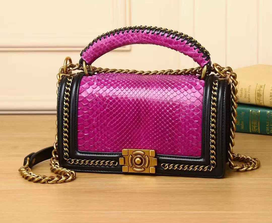 Luxury handbag real cowhide with snake skin fashion Handbag women's leather women bags designer handbags quality Women's bag