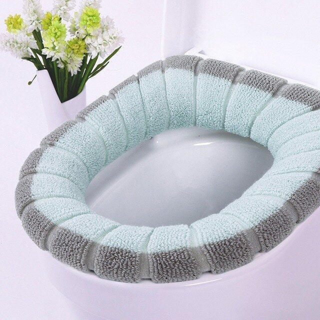 Plush Soft Toilet Seat Cover Bathroom Toilet Cushion Set Toilet Bathroom Mat Sets Warm Seat Cover Washable Two Mat Accessory Set