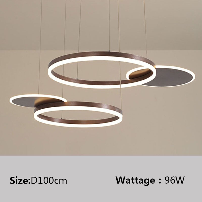 Nordic Gold Brown LED Suspension Chandelier for Bedroom Living Dining Study Room Loft Kitchen Minimalist Home Deco Light Fixture