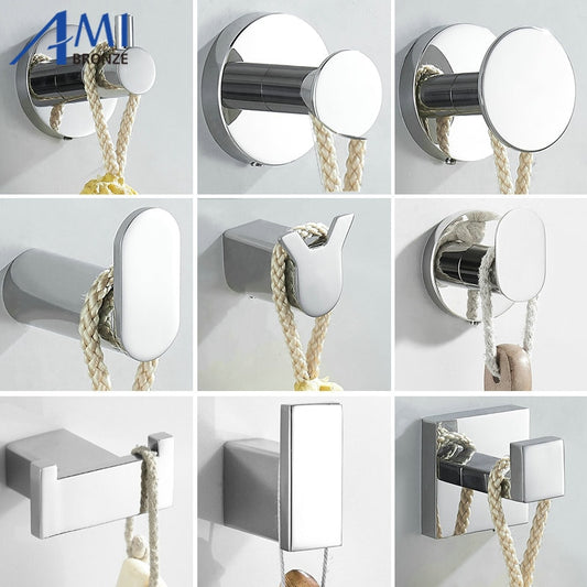 Chrome Polished Stainless Steel Single Robe Hook Wall Mounted Towel Hook Clothes Hook Bathroom Hardware