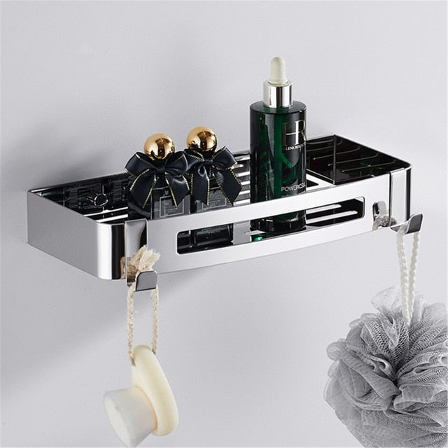 Bathroom Corner Shelves Shower Shelf Bath Shampoo Storage Rack Wall Mounted Aluminum Bathroom Basket Holder Kitchen Accessories