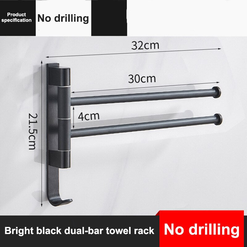 Towel Rack Wall Mounted Bathroom Rotatable Towel Holder 2/3/4/5-Bar Kitchen Shelf Towel Hanger bathroom accessories No Punch