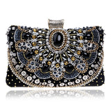 SEKUSA Vintage style women beaded evening bags embroidery small day clutches wedding bridal handbags diamonds case purse