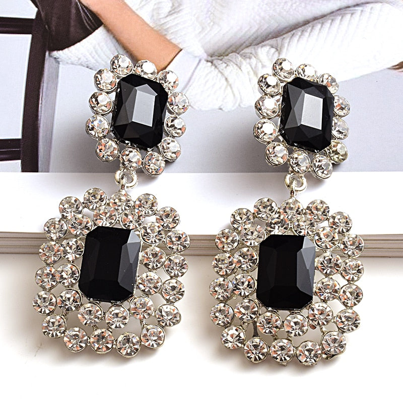 New Luxury Crystals earring High-quality Stone geometric Long Drop Earrings Fashion Trend Jewelry Accessories For Women