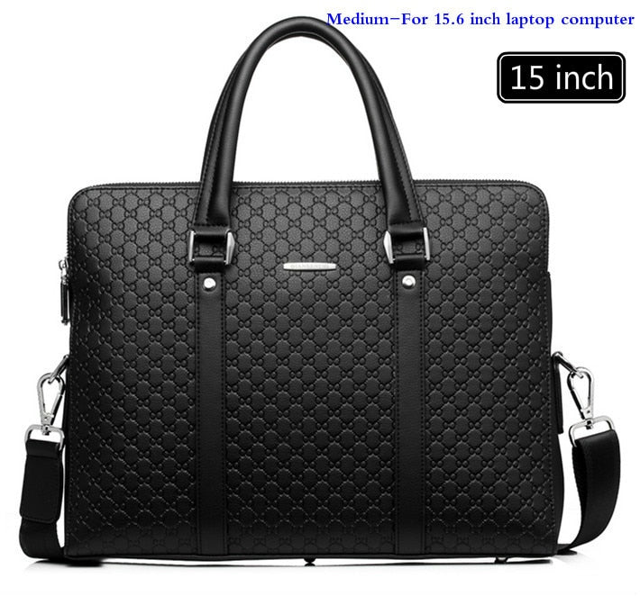 New Double Layers Leather Business Shoulder Bag Messenger Bag Laptops Handbags Travel Bags