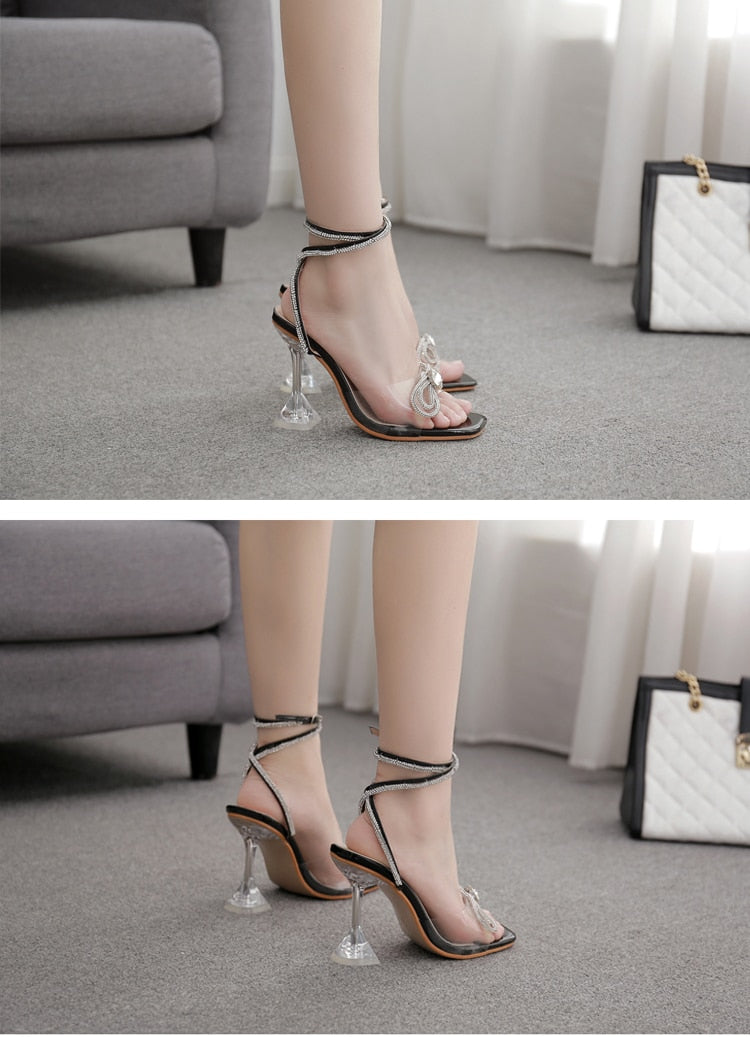 Eilyken New Design Sexy White String Bead High Heels Women Sandals Summer Gladiator Party Dress Buckles Pumps Shoes Size 35-42