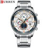 Mens Watches CURREN New Fashion Stainless Steel Top Brand Luxury Casual Chronograph Quartz Wristwatch for Male
