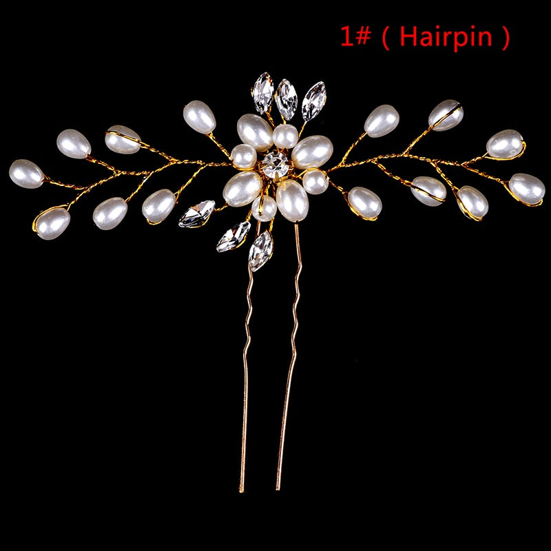 Crystal Wedding Headdress Pearl Headband Bridal Hair Accessories Headpiece Women Handmade Tiara Wedding Hair Ornaments Jewelry