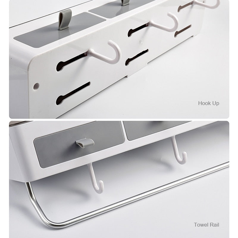 Punch-free Bathroom Organizer Rack Shampoo Cosmetic Storage Rack Bath kitchen Towel Holder Household Items Bathroom Accessories