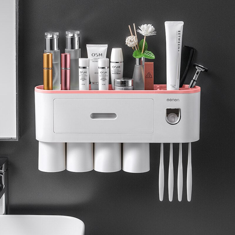 ONEUP Bathroom Accessories Sets New Toothbrush Holder Automatic Toothpaste Squeezer Wall Mount Storage Rack Bathroom Product