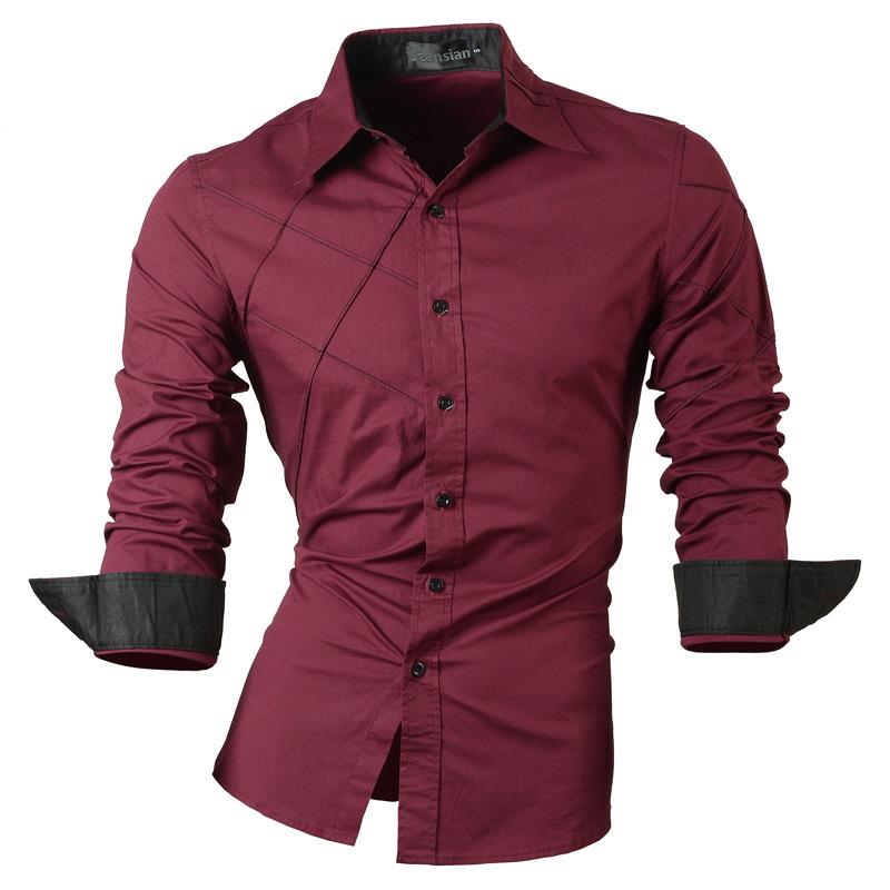 jeansian Spring Autumn Features Shirts Men Casual Long Sleeve Casual Slim Fit Male Shirts Zipper Decoration (No Pockets) Z015