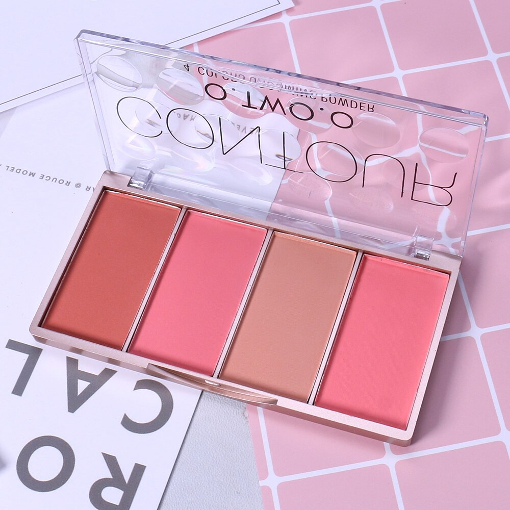 O.TWO.O 4 Colors Makeup Contour Palette Face Shading Grooming Powder Bronzer Long-Lasting Face Make Up Blush Palette