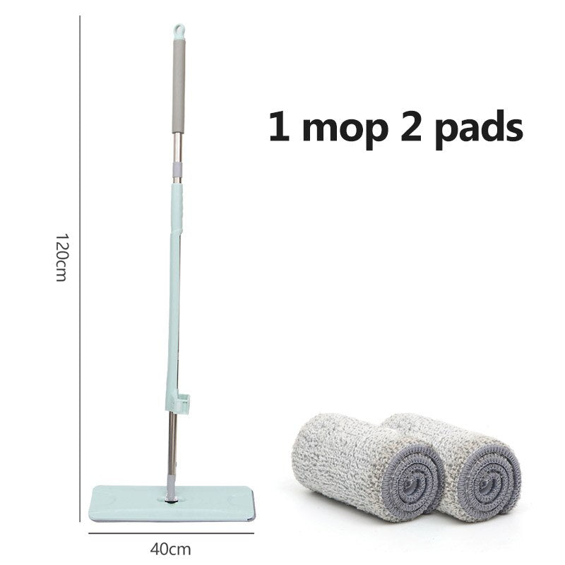 Automatic Microfiber Floor Mop with 2pcs Mop Cloth Replace Hand-Free Wash Flat Mop Squeeze Household Cleaning Tools