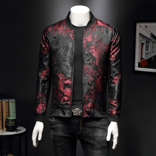 2020 Fall Paisely Floral Jacket Men Vintage Business Bomber Jacket Men Coat Windbreaker Clothes Men Vintage Jacket Coat 5XL