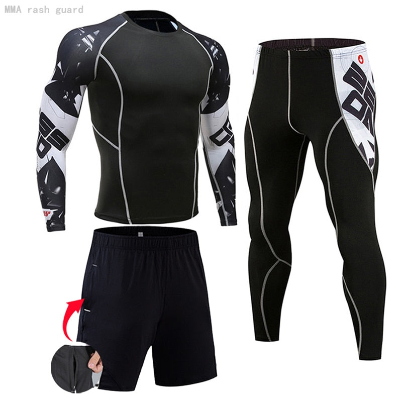 Men's Compression Sportswear Suits Gym Tights Training Clothes Workout Jogging Sports Set Running Rashguard Tracksuit For Men