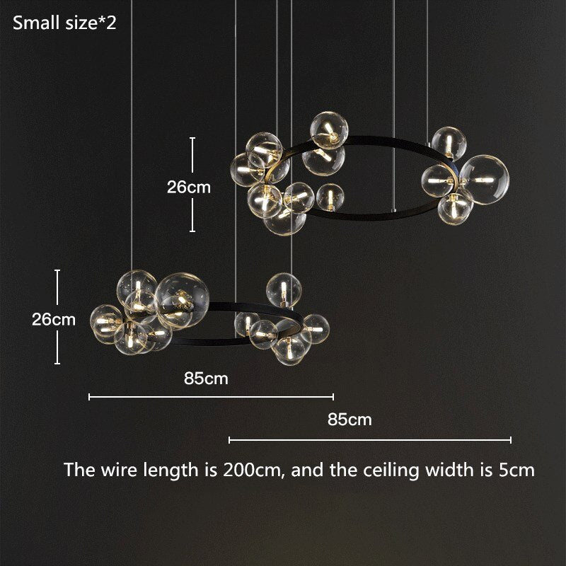 Modern Chandelier Clear Glass Bubbles Pendant lamp Metal Ceiling Light Fixture for Living Room Bedroom Kitchen LED lightings