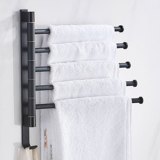 Towel Rack Wall Mounted Bathroom Rotatable Towel Holder 2/3/4/5-Bar Kitchen Shelf Towel Hanger bathroom accessories No Punch