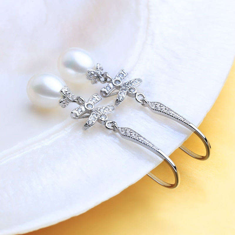 FENASY 925 Sterling Silver Drop Earrings Natural Freshwater Pearl Earrings For Women Handcrafted Fashion Party Wedding Jewelry