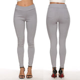 Casual High Waist Women Cotton Pants with Pockets Stretchy Slim Solid Color Pencil Trousers Fashion Skinny Long Pant Plus Size