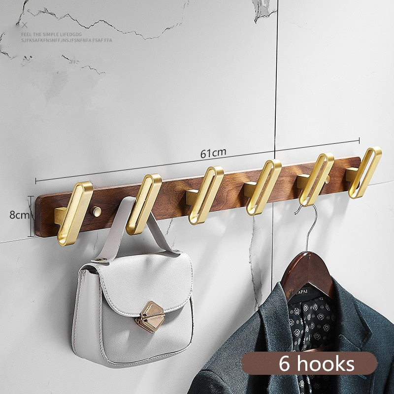 Tuqiu Robe Hook,Clothes Hook,Towel hanger, Wood and Aluminum ,Bathroom Hardware,kitchen hooks Brushed gold bathroom accessories