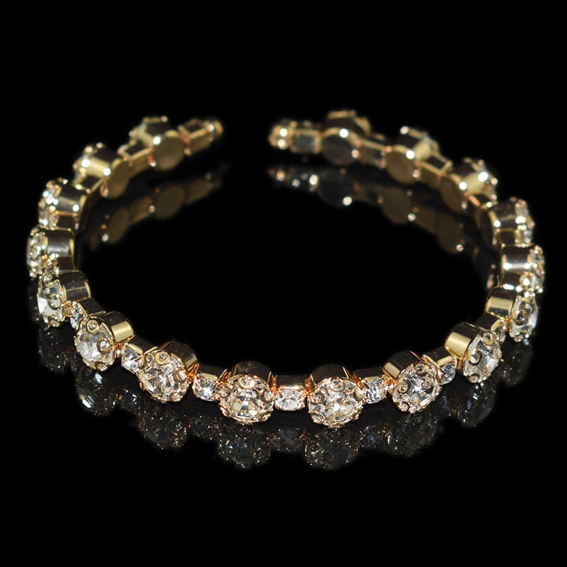 NEW Gold Silver Plated Metal Rhinestone Collar Necklaces for Women Round collar mujer collares Fashion Jewelry Choker