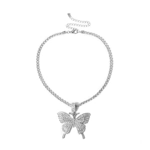 Sparking Fully Iced Out Crystal Pave Butterfly Pendant Cubic Zircon 3D Butterfly Pendant Necklace Fashion Jewelry