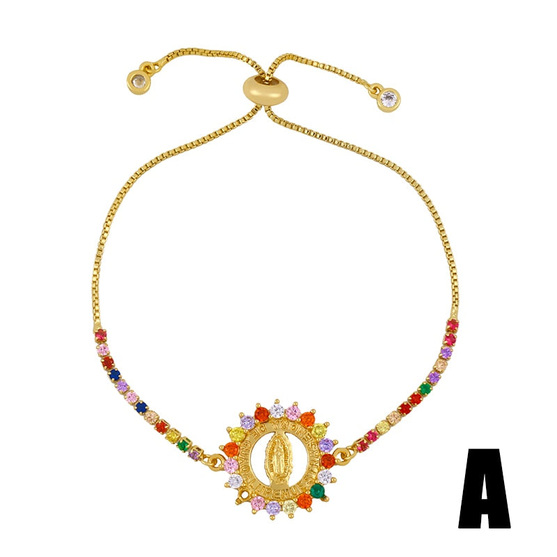 FLOLA  parvati Bracelets For Women Crystal Bracelets Pendant Gold de guadalupe brtc09