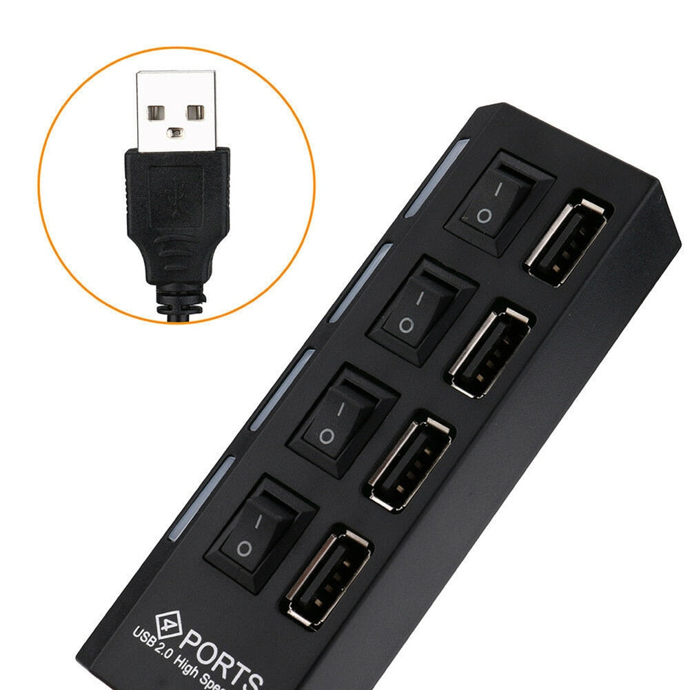 High Speed Multi USB Hub 2.0 Mini Hub USB Splitter 4/7 USB Ports With ON/OFF Switch Hab Support Power PC Computer Accessories