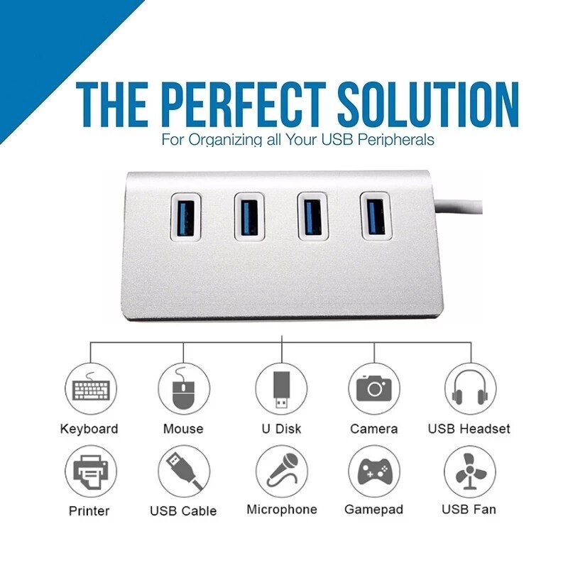 USB 3.0 HUB Multi 4 Port With 5Gbps High Speed Power Adapter Multi USB 3.0 Hub USB Splitter For PC Laptop Computer Accessories