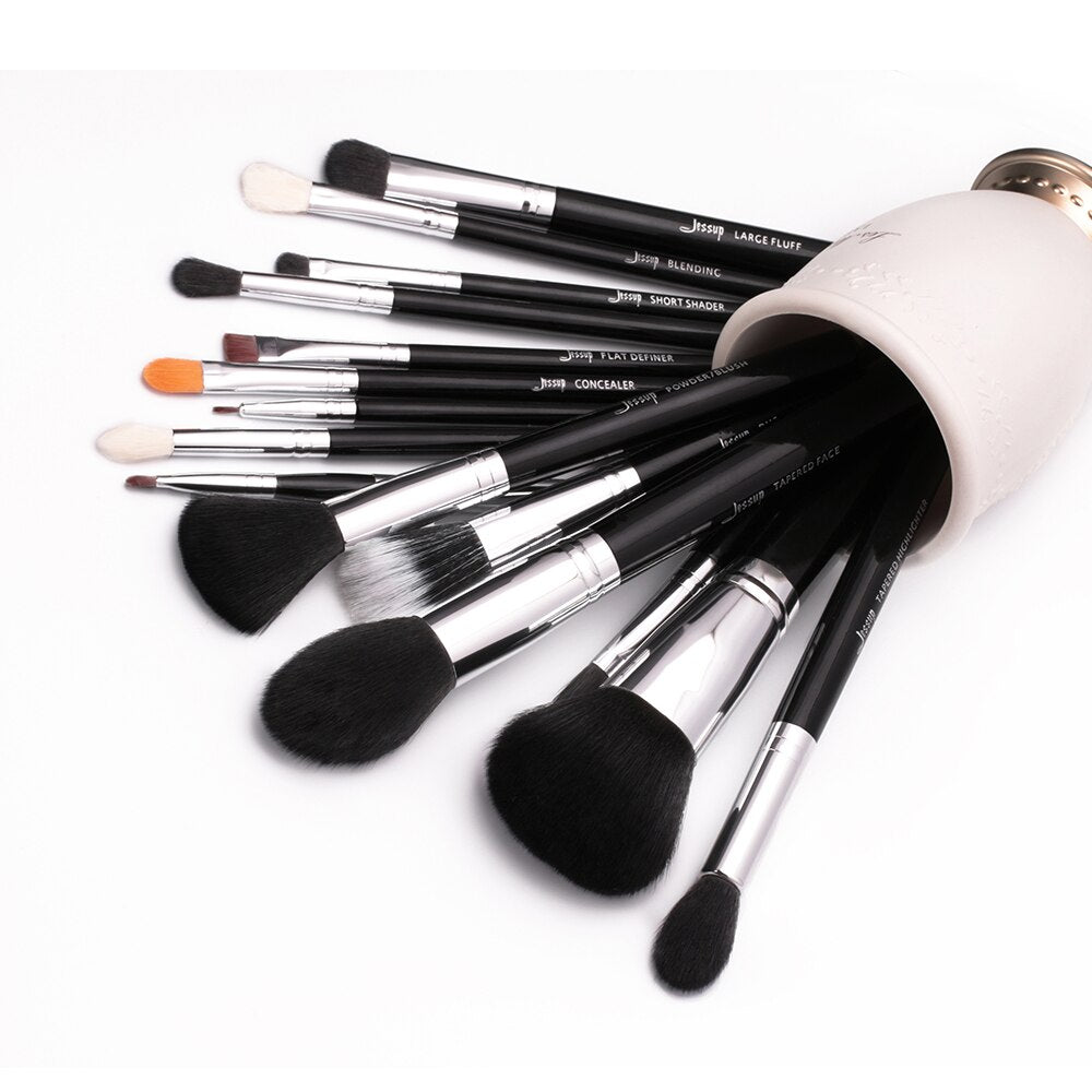 Jessup Pro 15pcs Makeup Brushes Set Black/Silver Cosmetic Make up Powder Foundation Eyeshadow Eyeliner Lip Brush Tool beauty