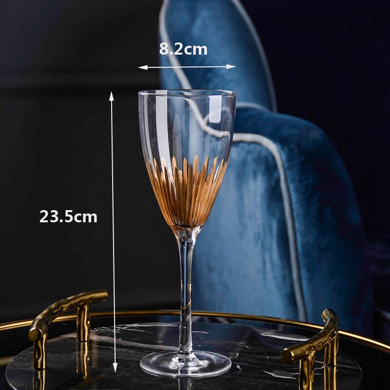 High quality Crystal glass cup golden side Goblet Wine Cup Champagne Glasses Creative Bar party hotel Home Drinking Ware