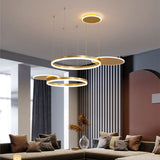 Nordic Gold Brown LED Suspension Chandelier for Bedroom Living Dining Study Room Loft Kitchen Minimalist Home Deco Light Fixture