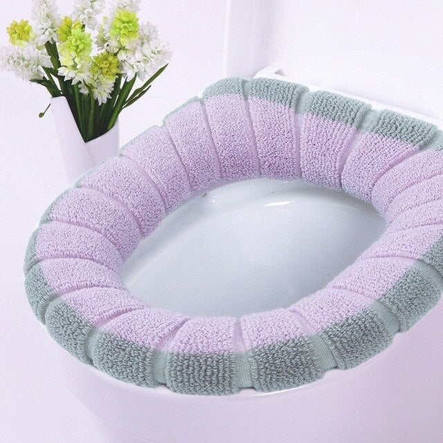 Plush Soft Toilet Seat Cover Bathroom Toilet Cushion Set Toilet Bathroom Mat Sets Warm Seat Cover Washable Two Mat Accessory Set