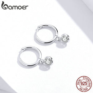bamoer 925 Sterling Silver Clear CZ Waterdrop Hoop Earrings for Women Wedding Engagement Statement Luxury Jewelry SCE830
