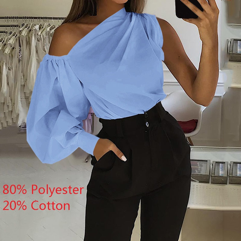 2021 Celmia Women Fashion Long Sleeve Shirts Plus Size Solid Cold Shoulder Blouses Casual Loose Tops Ladies Elegant Work Blusas