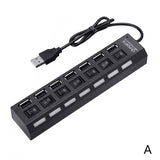 USB Hub 7 Port USB 2.0 Hub Splitter With ON/OFF Switch USB Hab High 5Gbps Multi Computer Accessories For PC Speed W1P8