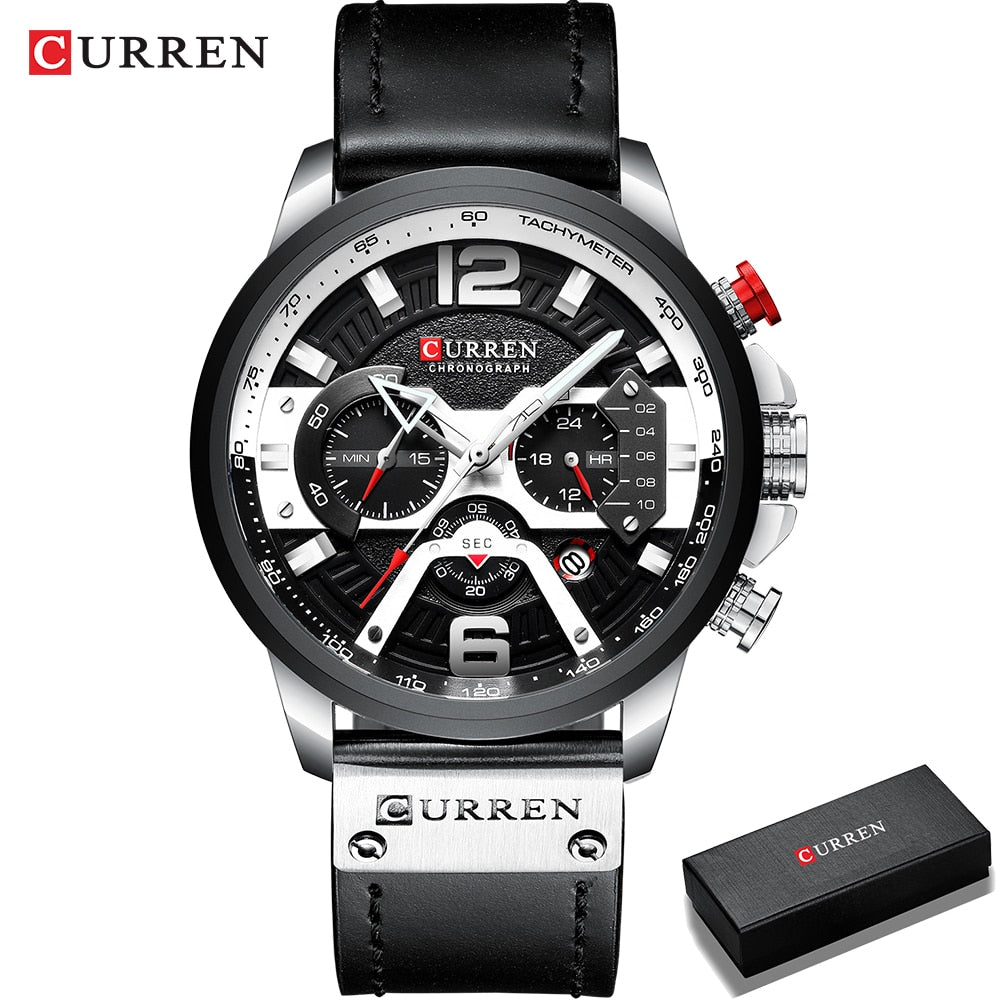 Wristwatch Mens CURREN Top Brand Luxury Sports Watch Men Fashion Leather Chronograph Watches with Date for Men Male Clock