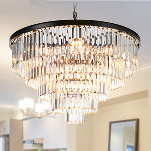 Modern Crystal Chandeliers Luminaria Hotel Lobby Black Round square Luxury Chandelier for living room bedroom Droplight