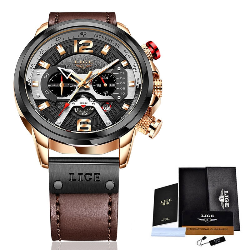 Top Brand Luxury Leather Wrist Watches Mens  Wristwatch