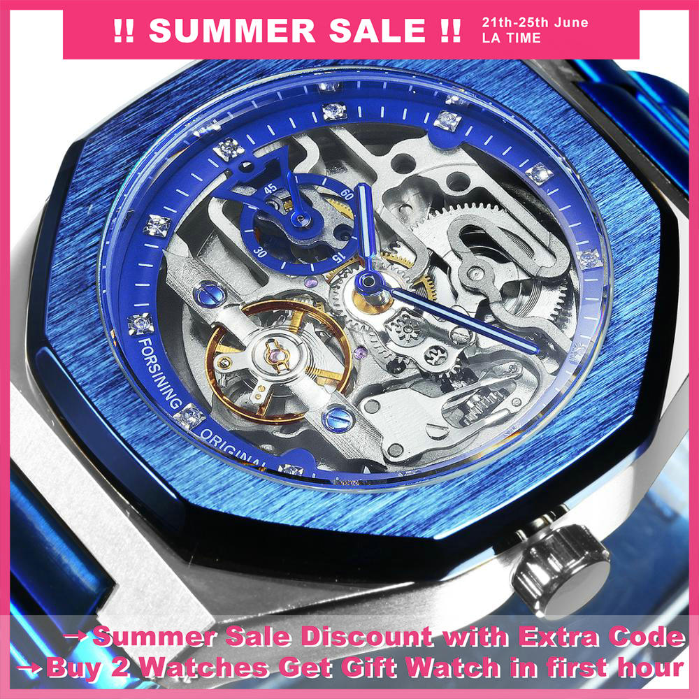 Watches Mens 2021 Automatic Mens Watches Top Brand Luxury Mechanical Tourbillon Watch Men Skeleton Navy Blue часы мужские Reloj