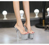 Shuzumiao Woman Transparent Shoes Stripper Heels Sexy Slippers Women Sandals Summer High Heels17cm Platform highing Shoes Square
