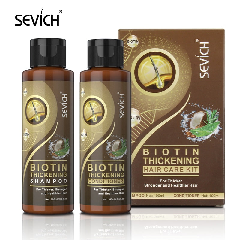 Sevich 2PCS/SET Biotin Thickening Hair Care Kit 100ml Anti-Hair Loss Hair Shampoo Stronger & Growing Hair Moisturing Conditioner