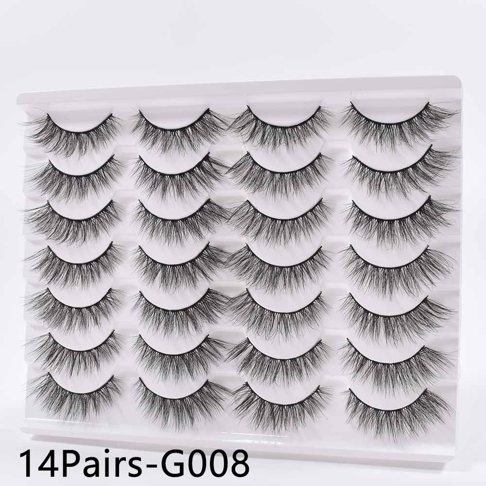 14/16Pairs  Black Mink Thick False Eyelashes Cils Soft Make Up Faux Cross Lashes Eyelashes Wholesale maquiagem cilios