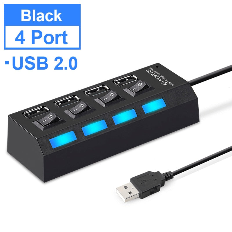 USB Hub 3.0 Hub USB 3 0 Multi USB Splitter USB 3 Hab Use Power Adapter USB 2.0 Hub 4/7 Port With Switch Computer Accessories