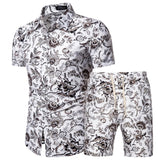 2020 Summer New Men's Clothing Short-sleeved Printed Shirts Shorts 2 Piece Fashion Male Casual Beach Wear Clothes