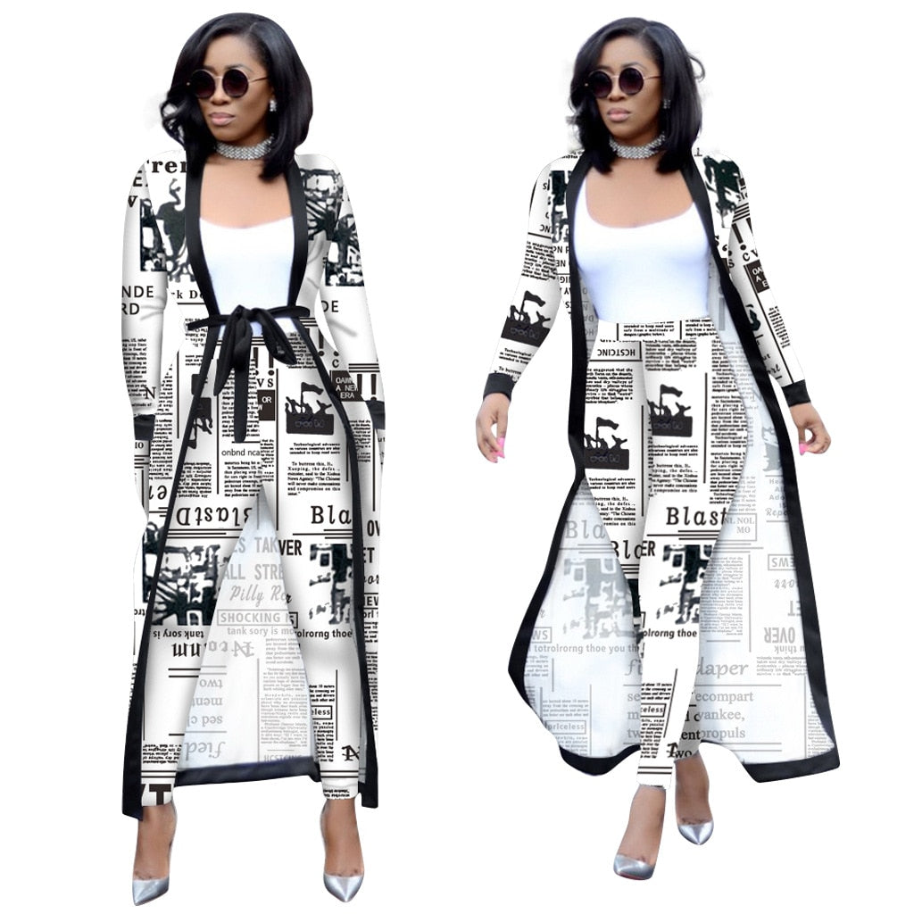 2 Pieces Set Sexy Spring Autumn Fashion Women Set Female Tops Floral Print Long Sleeve Cardigan Bodycon Stripe Pants